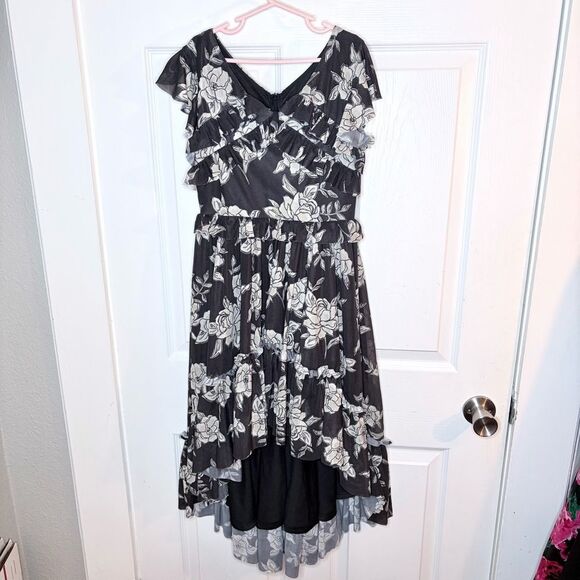 Joyfolie Mia Joy Clarissa Ruffle Dress High Low Hem Black Beige Floral Girls 8 - Picture 5 of 13